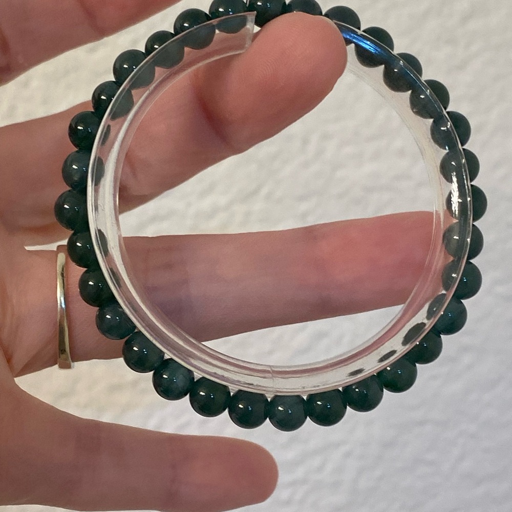 Guatemalan Blue Water Jade Bracelet 5–6mm Teal Jade Stretch